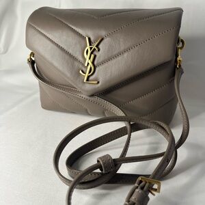 Yves Saint Laurent Taupe Leather Crossbody Bag